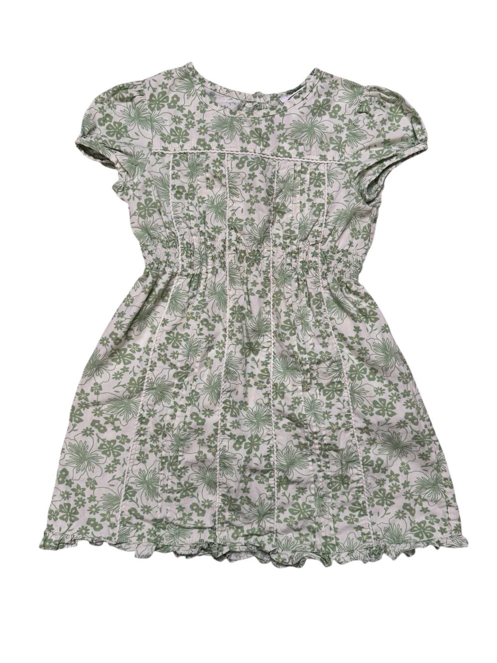 LAURA ASHLEY Green Floral Print Short Sleeve Dress Size 24 months 100% Cotton